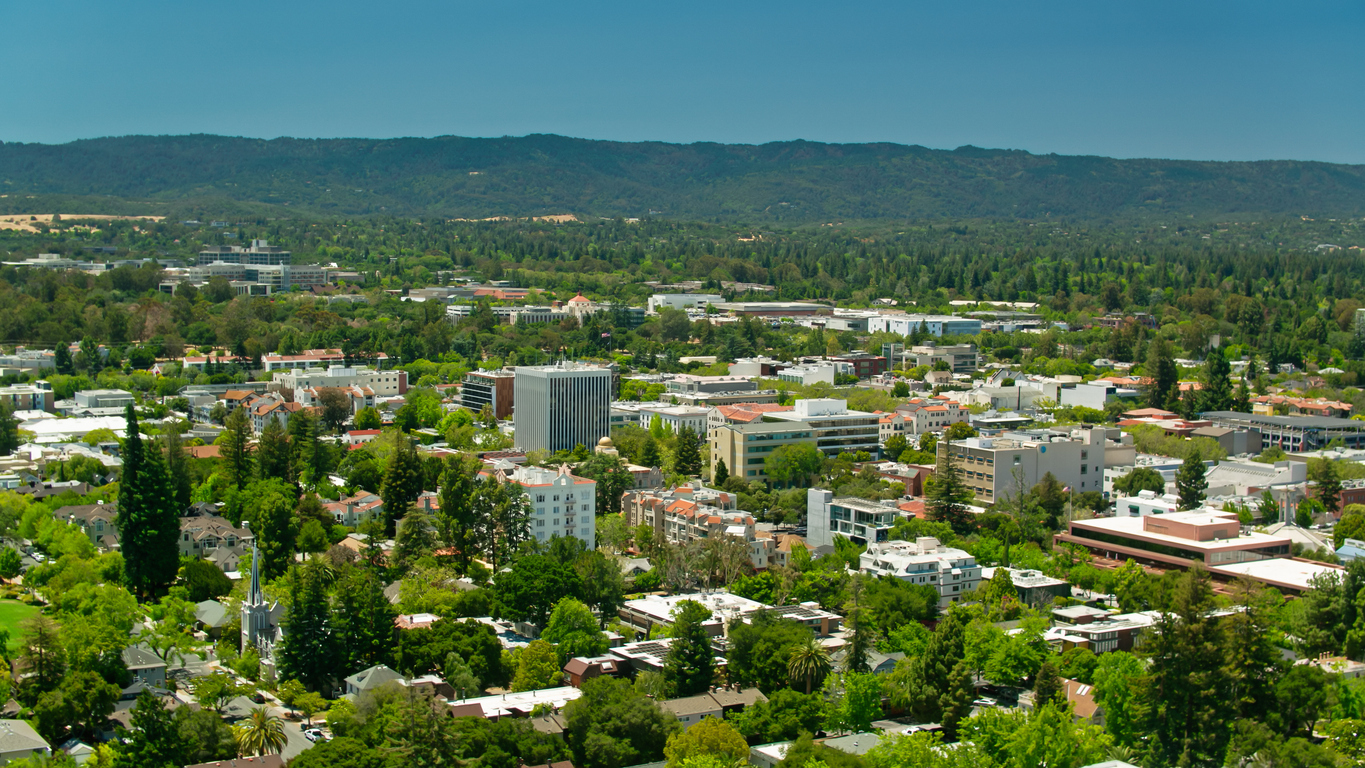 Aerial Shot of Palo Alto, California